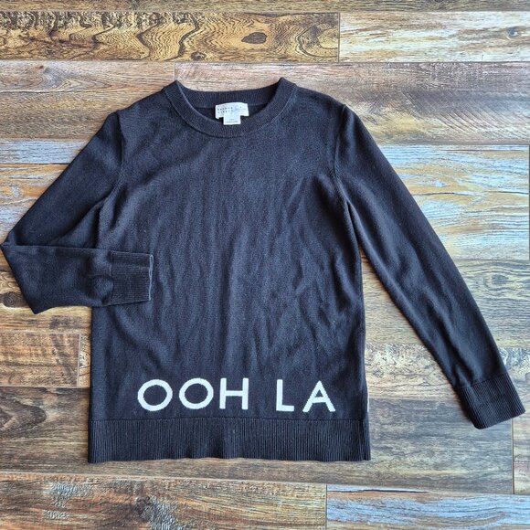Kate Spade Broome Street "Ooh La La" Cotton Cashmere Crew Neck Sweater Black - Picture 1 of 11